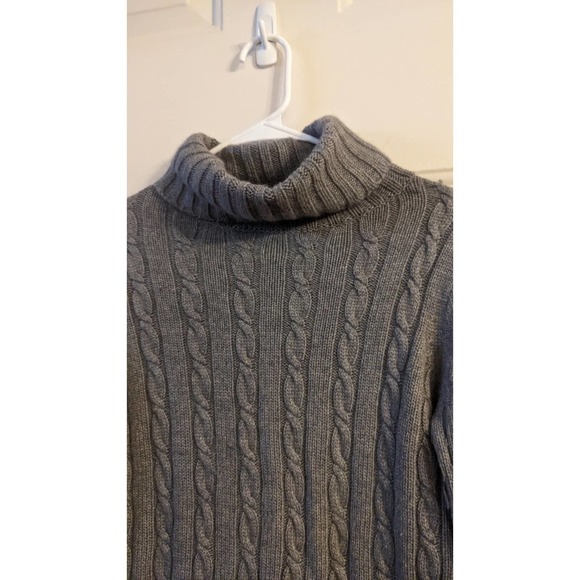 J Crew Cableknit Grey Turtleneck Sweater, Small - Picture 4 of 8